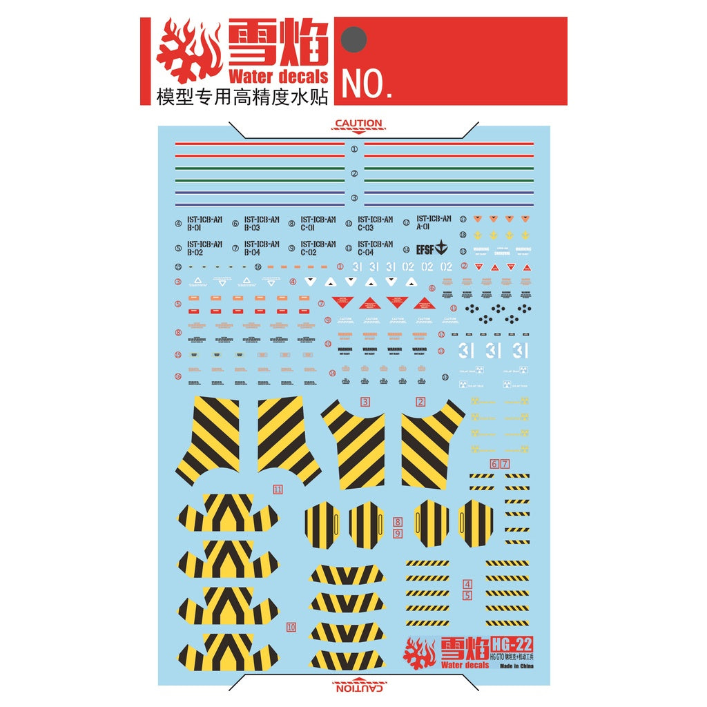 Xueyan Water Slide Decal For HG-22 HG GUNTANK Gundam Fluorescence