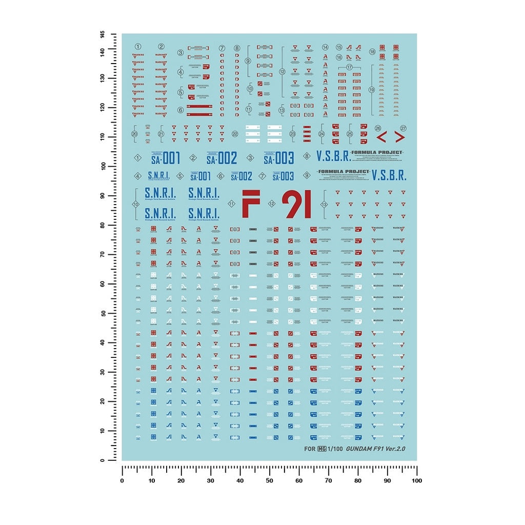 Artisan's Club Slide Decals For MG F91 Ver 2.0 Gundam