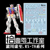 1010 Water Slide Decal for Kyoshi Takigawa Type RG 1/144 RX-78-2 2.0 (Not include model or kits) 1010RG007
