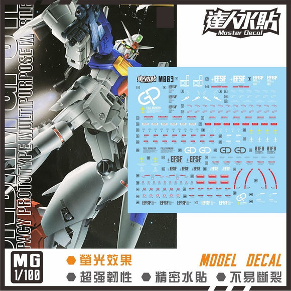 MASTER Water Slide Decal M003 MG 1/100 GP01FB Fluo Type Collectibles