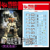 20250722 XUEYAN XY / SNOW FLAME MG GM Ground RGM-79 G Fluorescences Water slide decal