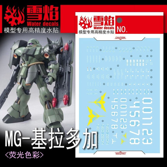 XYY / SNOW FLAME MG-144 MG GEARS DOGA Water slide decal.