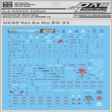 DL DAlibabaN Water slide decal UC09 MG RX-93V KA.NU Gold Coating.