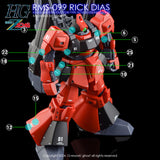 YAN FLAME GHOST HGUC Rick Dias MSA-099 Fluo Water slide decal (YANHG081) 20250721
