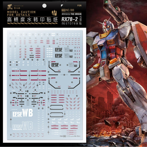 20250722 Artisan's Club MG 1/100 RX-78-2 GTO 78 Water Slide Decal