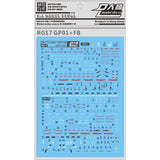 DL DALIN Water slide decal RG 1/144 RX78 GP01+FB
