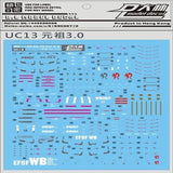 DL DALIN Water slide decal MG Series Ka Nu Hi Nu  00Q GN4 JUSETICE UNICORN DYNAMES RX78