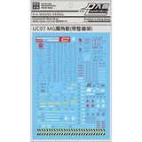 DL DALIN Water slide decal MG Series Ka Nu Hi Nu  00Q GN4 JUSETICE UNICORN DYNAMES RX78