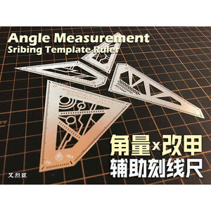 Alexen AJ0092 Angle Fixed Measurement Scribing Template Ruler 4in1 Tools