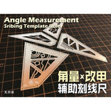 Alexen AJ0092 Angle Fixed Measurement Scribing Template Ruler 4in1 Tools